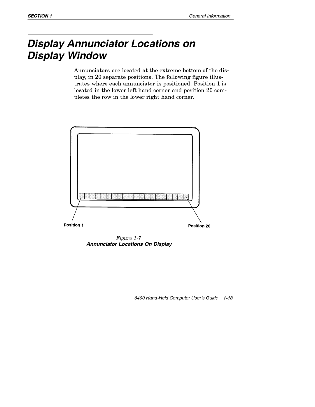 Intermec 6400 manual Display Annunciator Locations on Display Window 