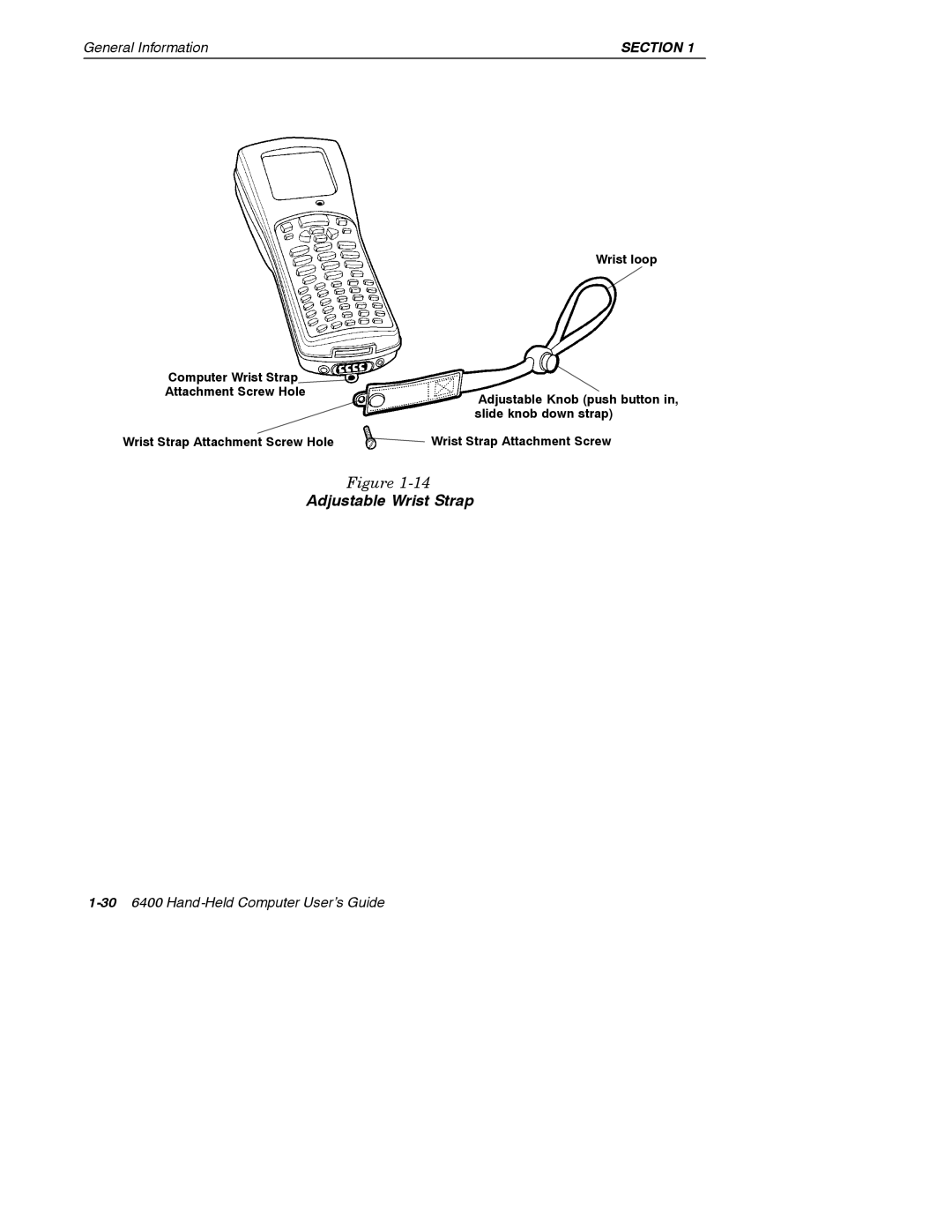 Intermec 6400 manual Adjustable Wrist Strap 