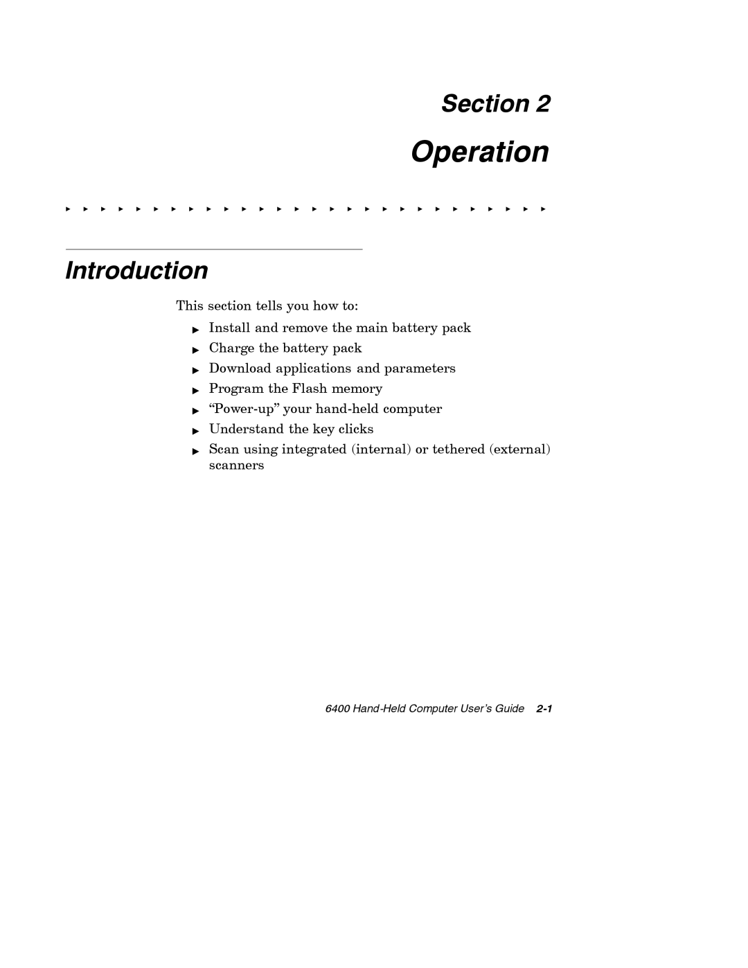 Intermec 6400 manual Operation, Introduction 