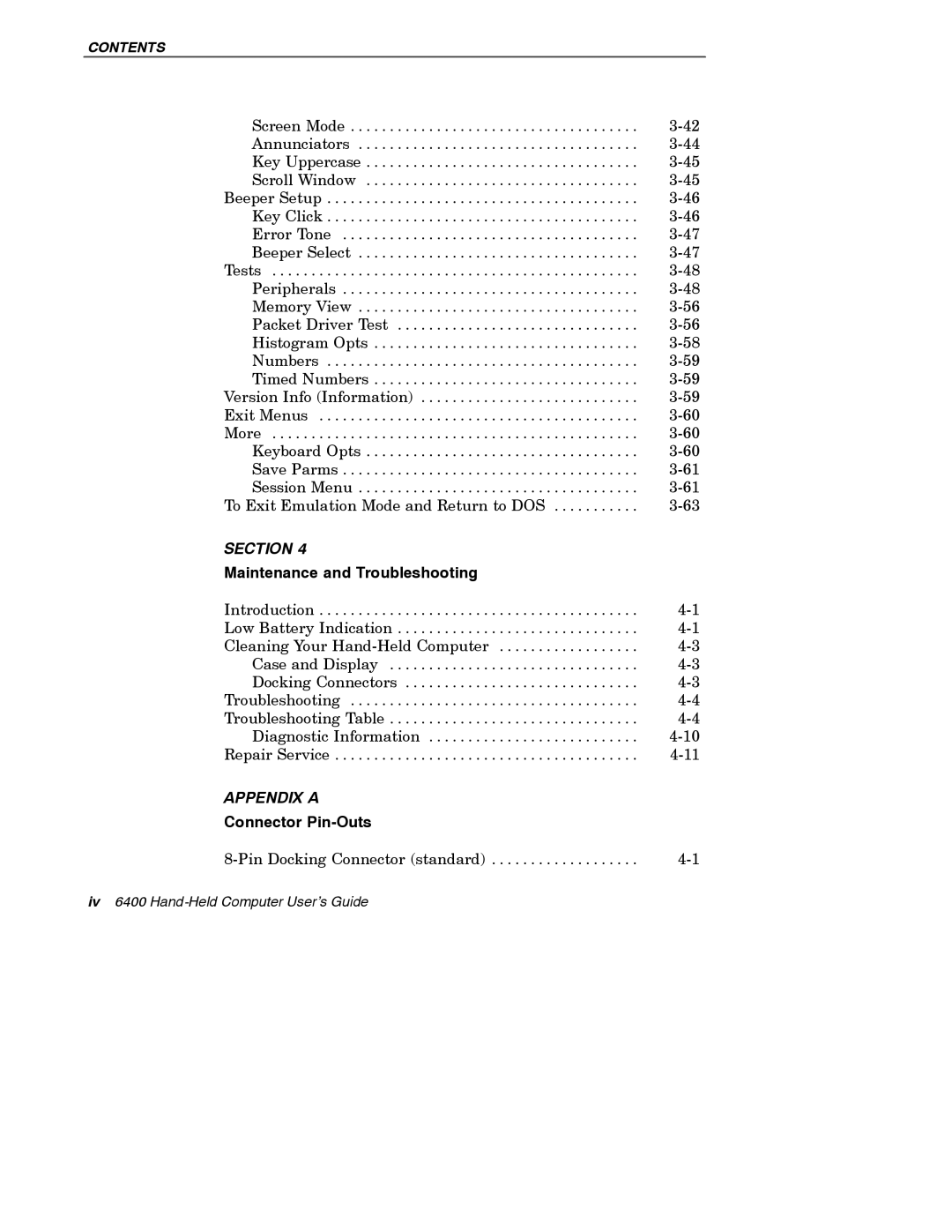 Intermec 6400 manual Appendix a 