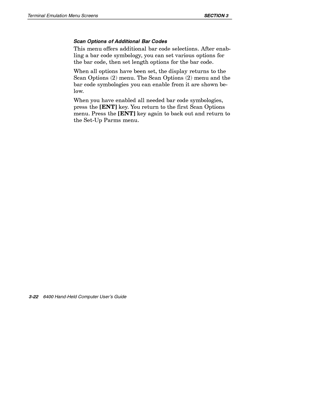 Intermec 6400 manual Scan Options of Additional Bar Codes 