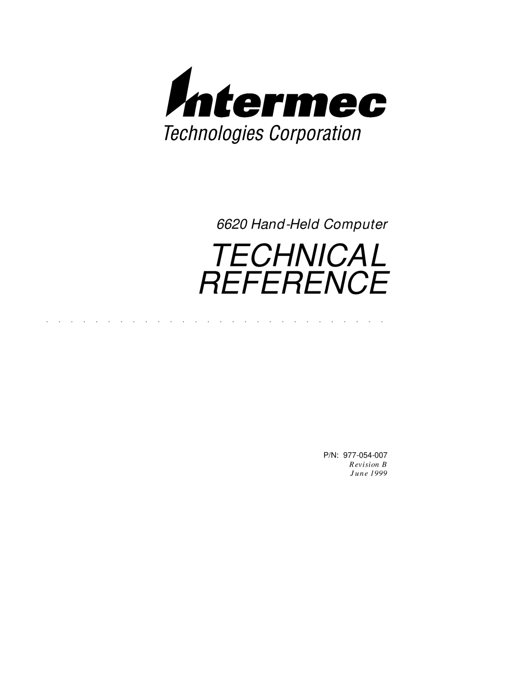 Intermec 6620 manual Technical Reference 