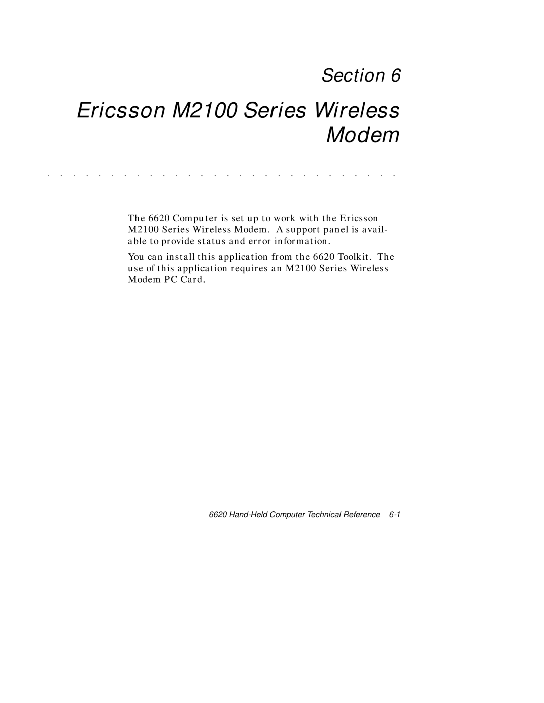 Intermec 6620 manual Ericsson M2100 Series Wireless Modem 