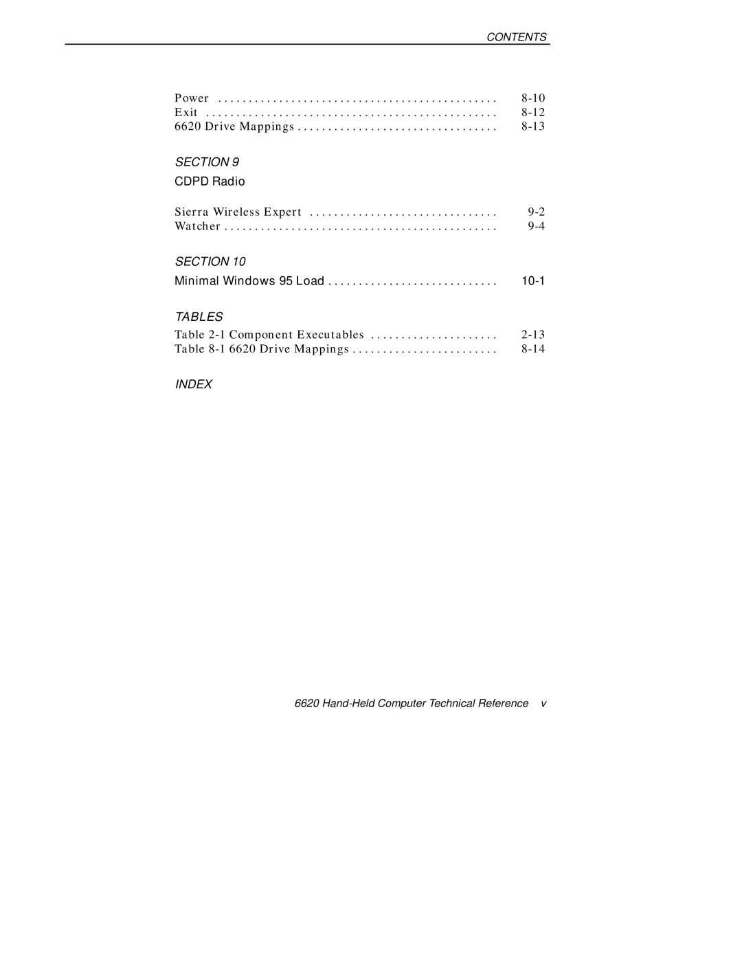 Intermec 6620 manual Tables 