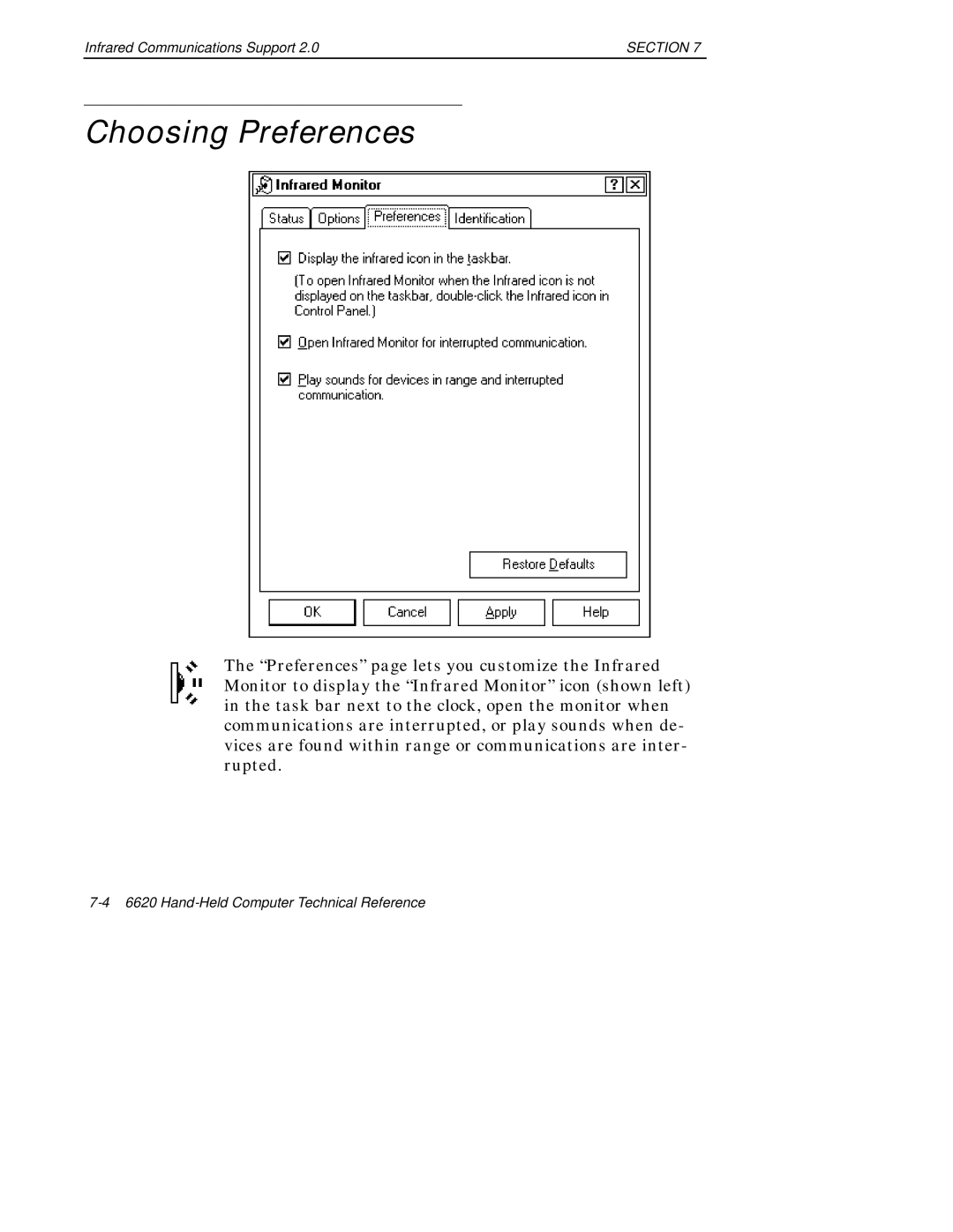 Intermec 6620 manual Choosing Preferences 