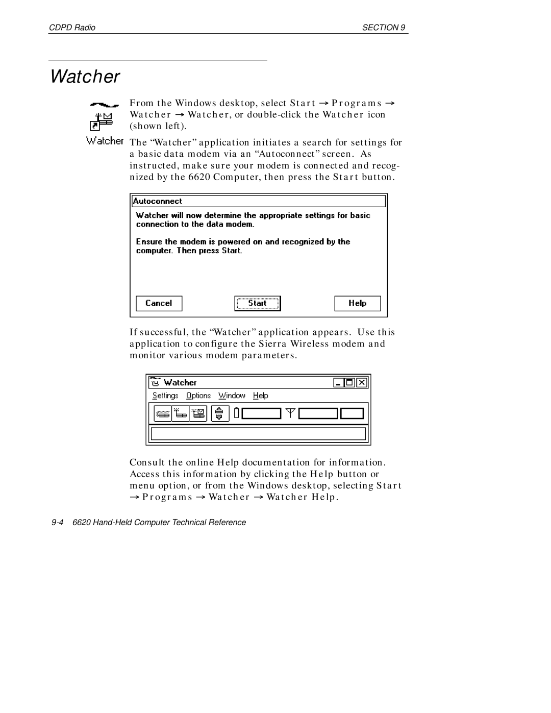 Intermec 6620 manual Programs Watcher Watcher Help 