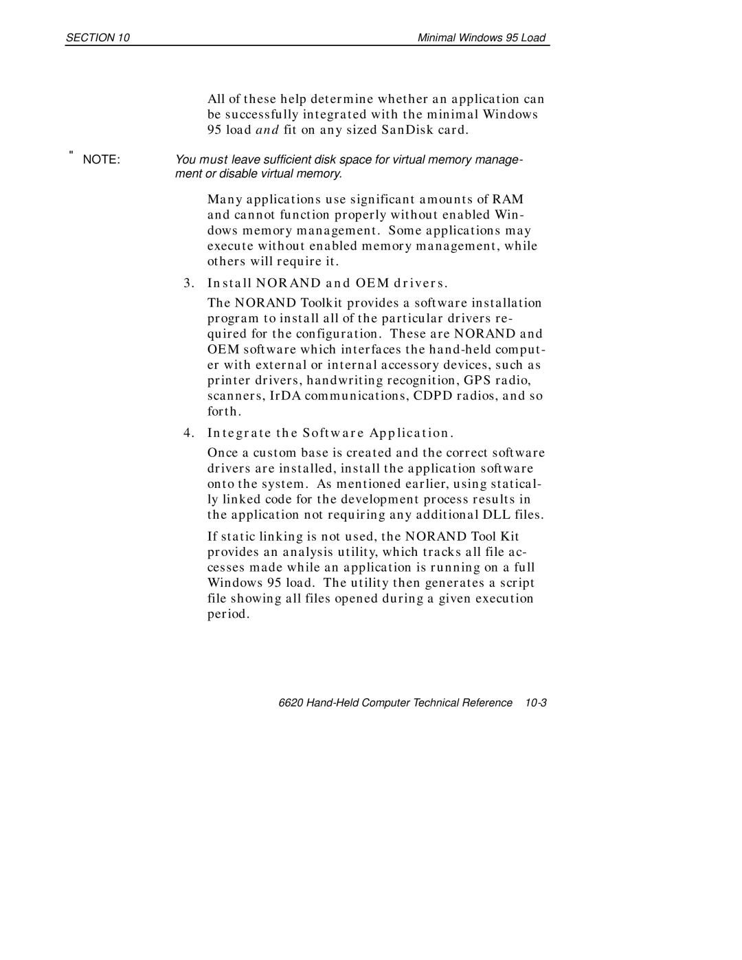 Intermec 6620 manual Install Norand and OEM drivers, Integrate the Software Application 