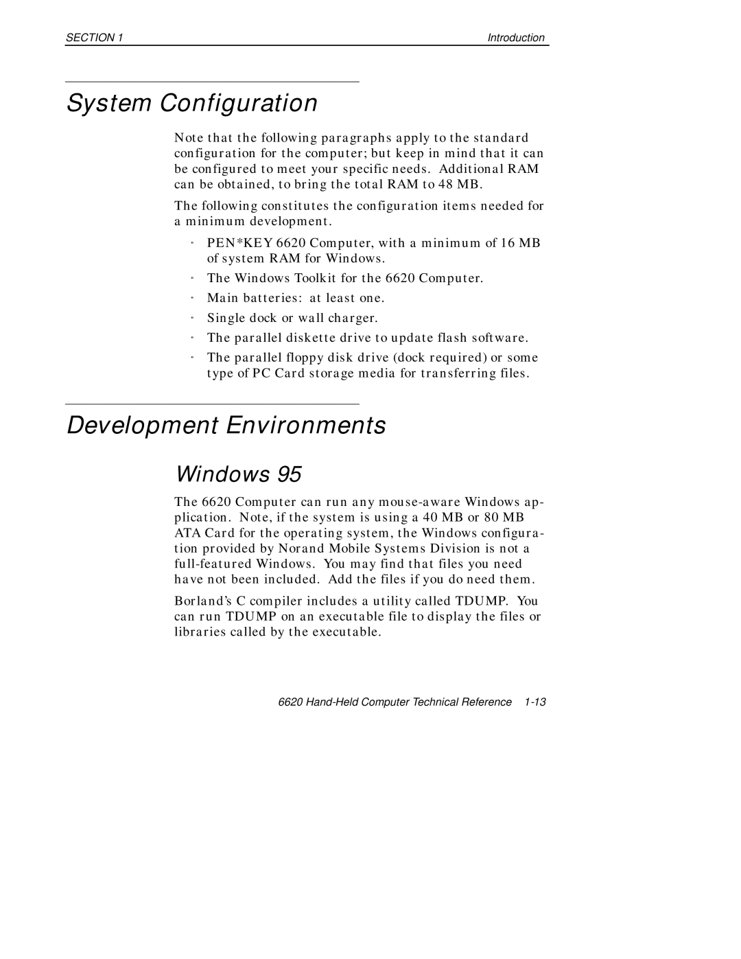 Intermec 6620 manual System Configuration, Development Environments, Windows 