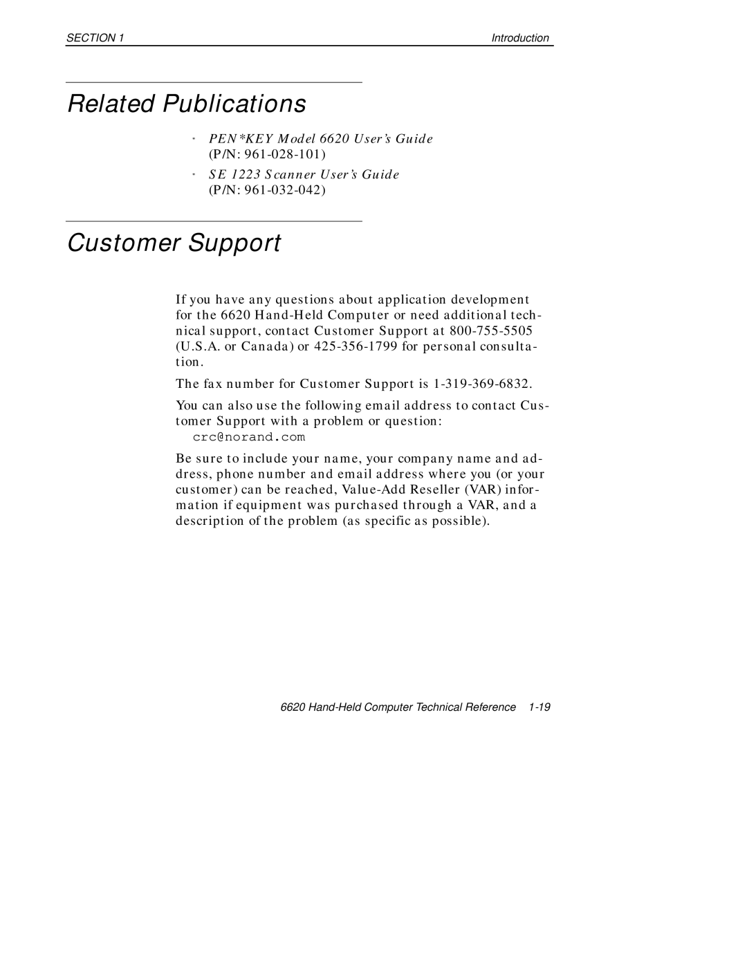 Intermec 6620 manual Related Publications, Customer Support 