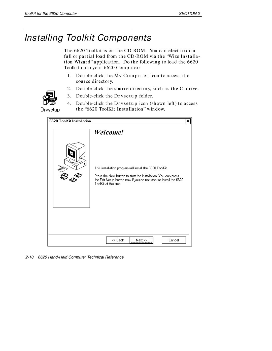 Intermec 6620 manual Installing Toolkit Components 