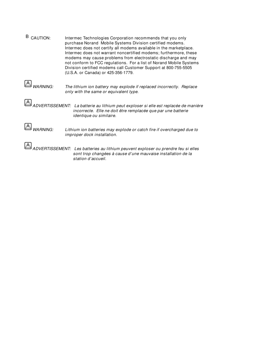 Intermec 6620 manual Only with the same or equivalent type 