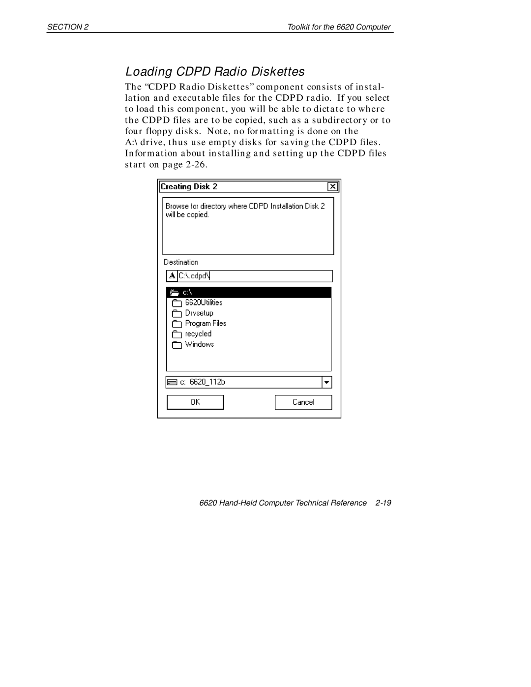 Intermec 6620 manual Loading Cdpd Radio Diskettes 