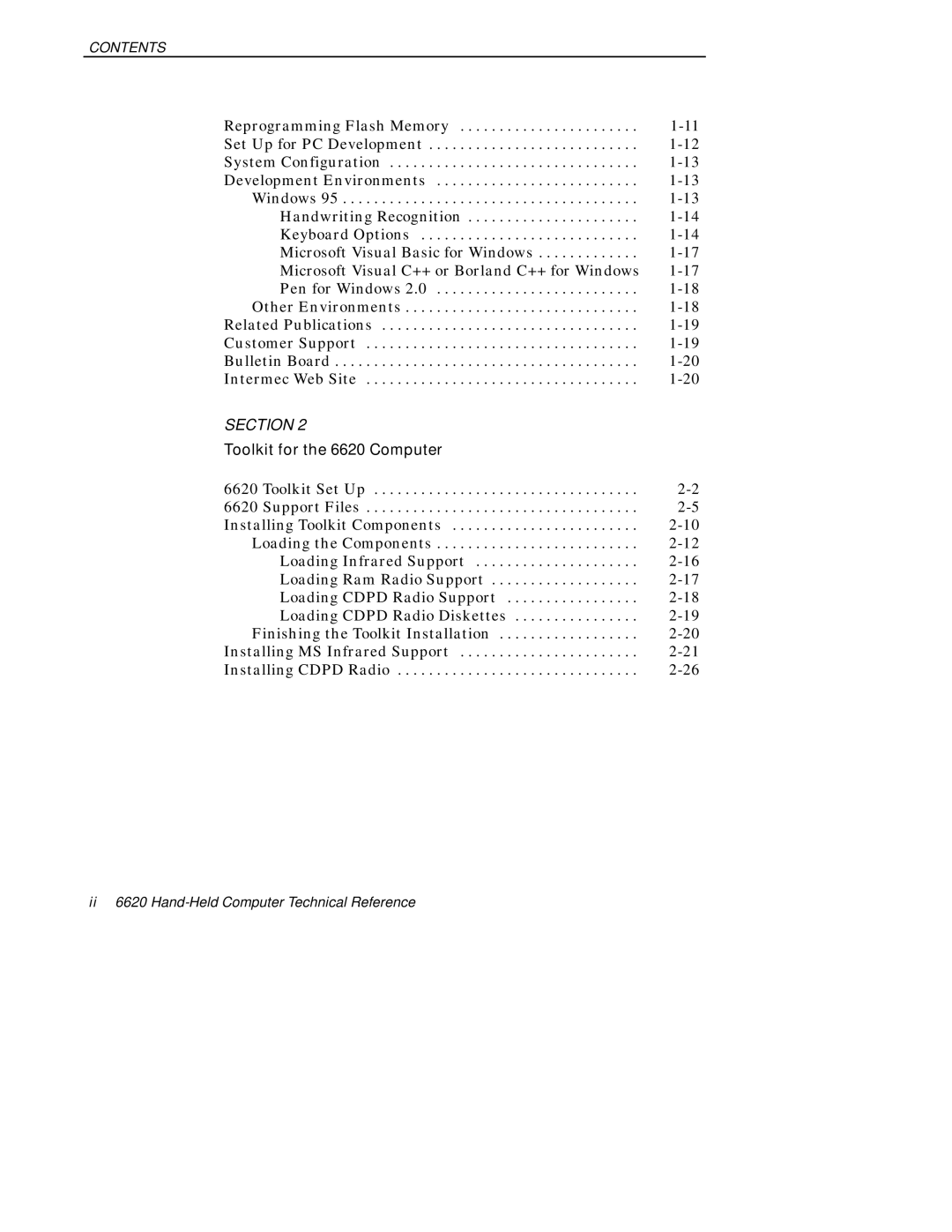 Intermec manual Toolkit for the 6620 Computer 