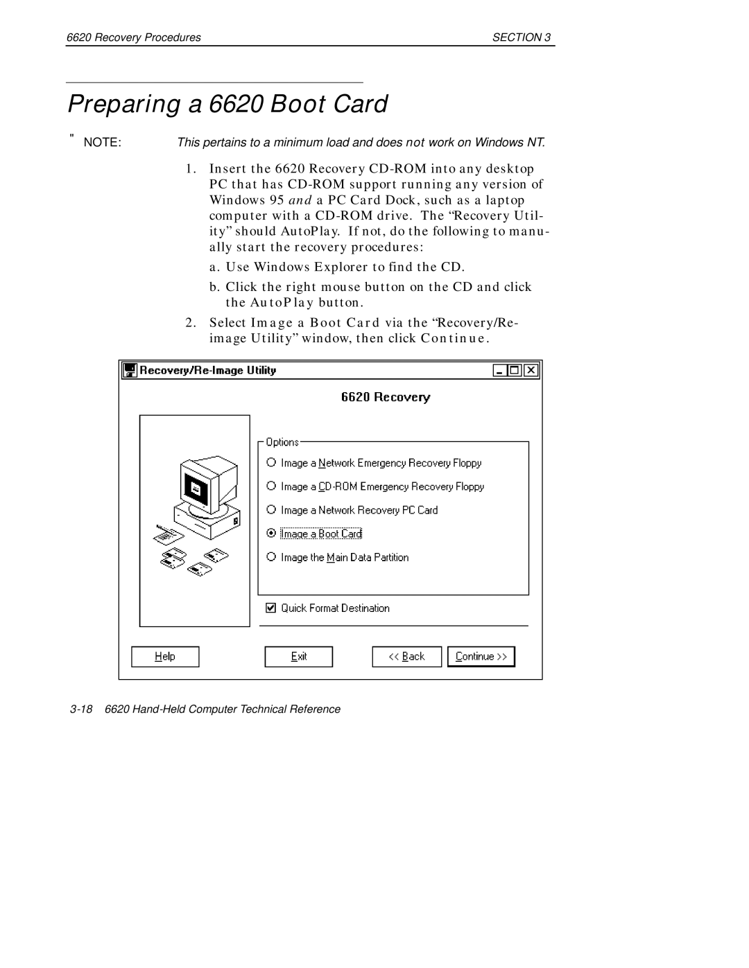 Intermec manual Preparing a 6620 Boot Card 