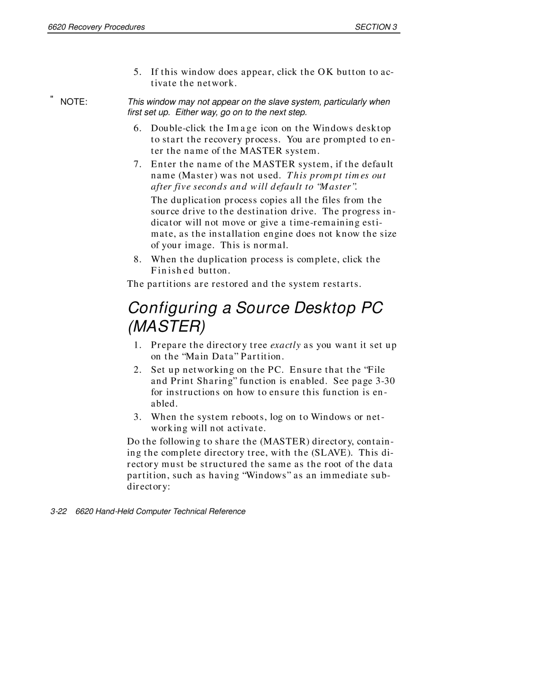 Intermec 6620 manual Configuring a Source Desktop PC Master 