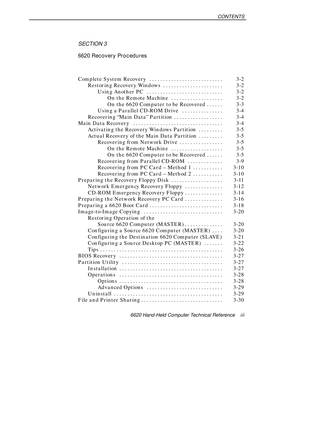 Intermec 6620 manual Recovery Procedures 