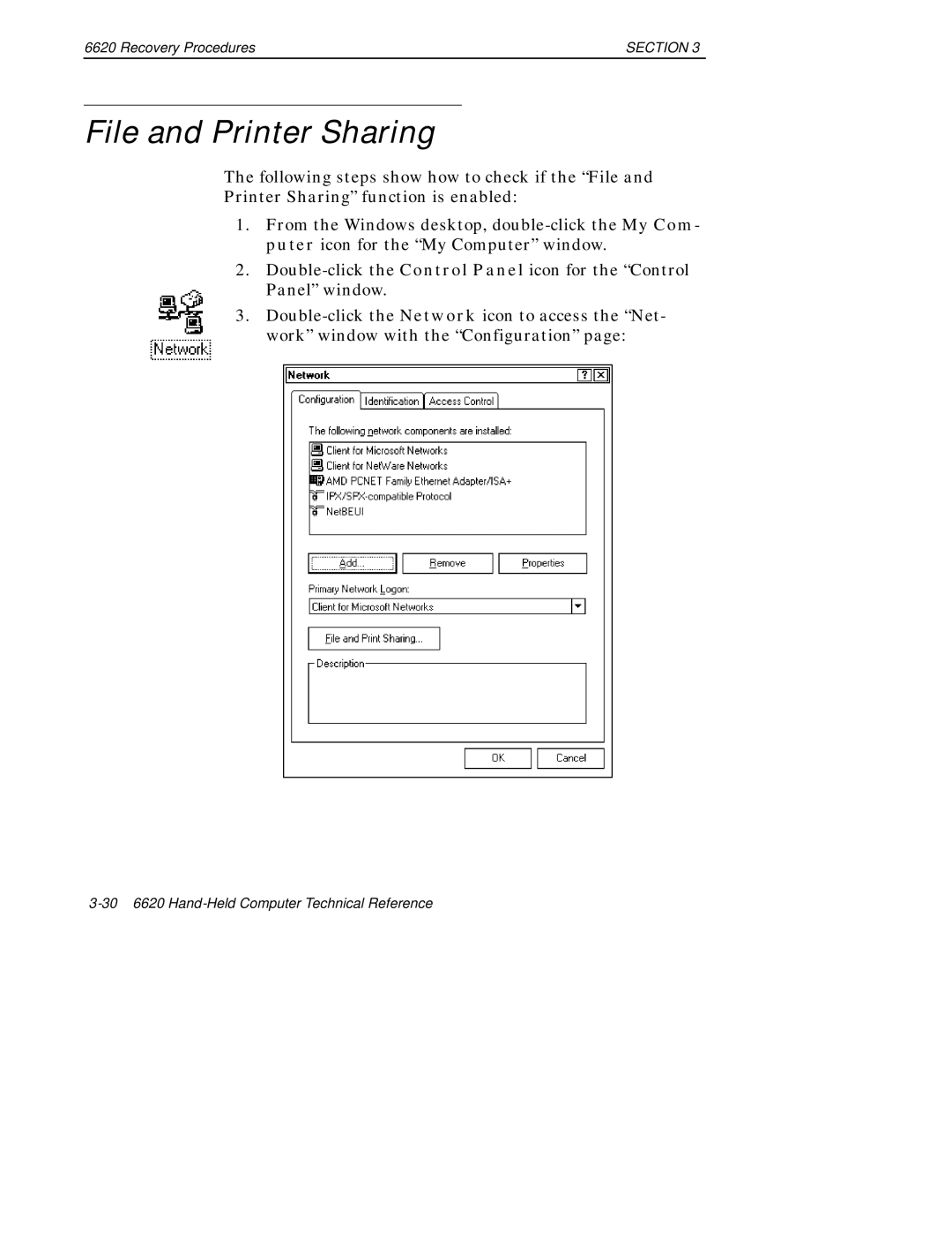 Intermec 6620 manual File and Printer Sharing 