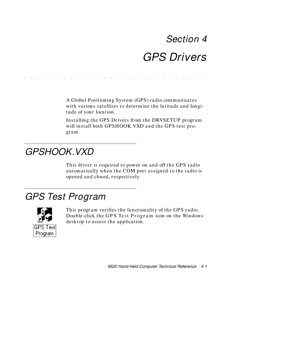 Intermec 6620 manual GPS Drivers, GPS Test Program 