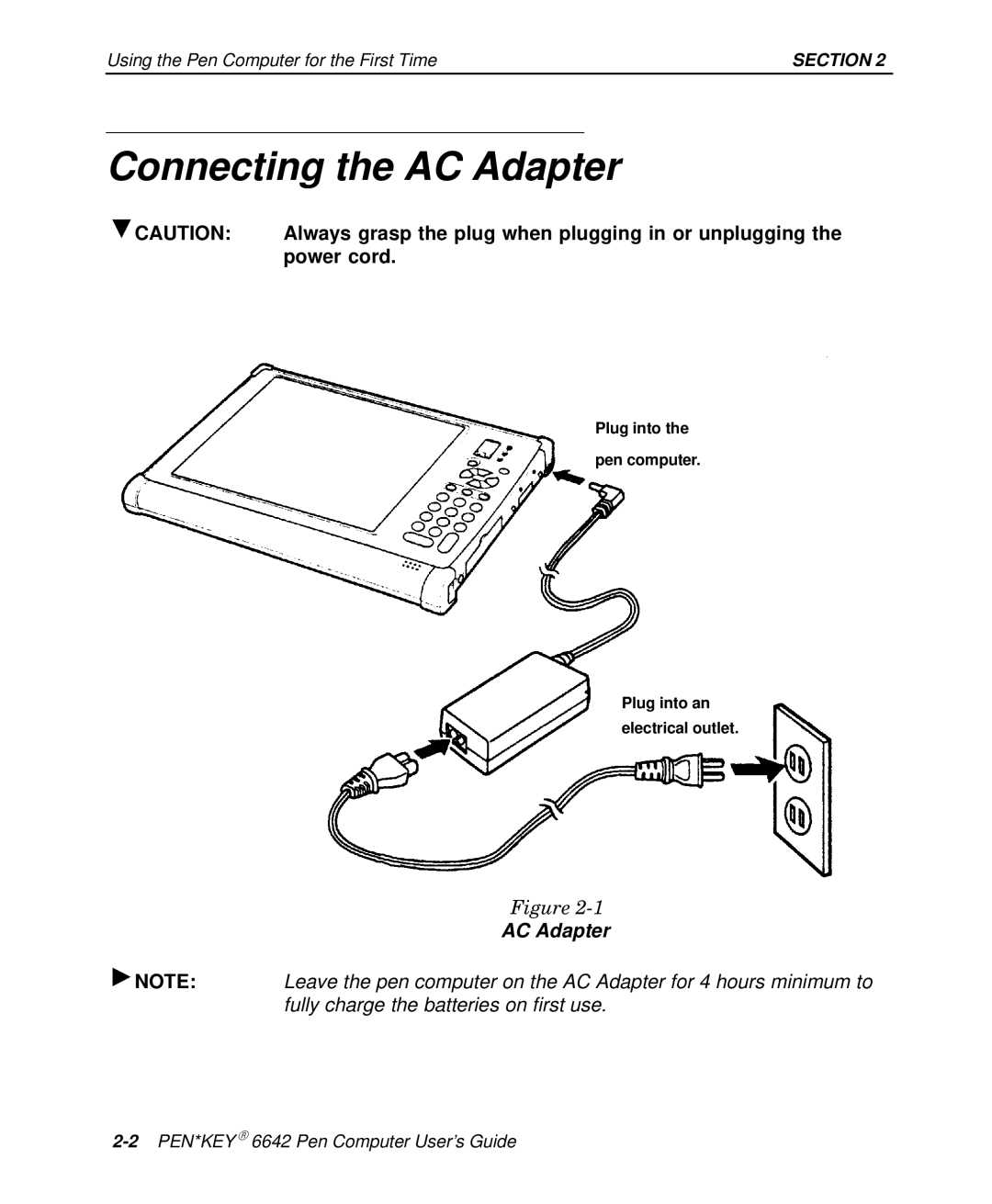 Intermec 6642 manual Connecting the AC Adapter 