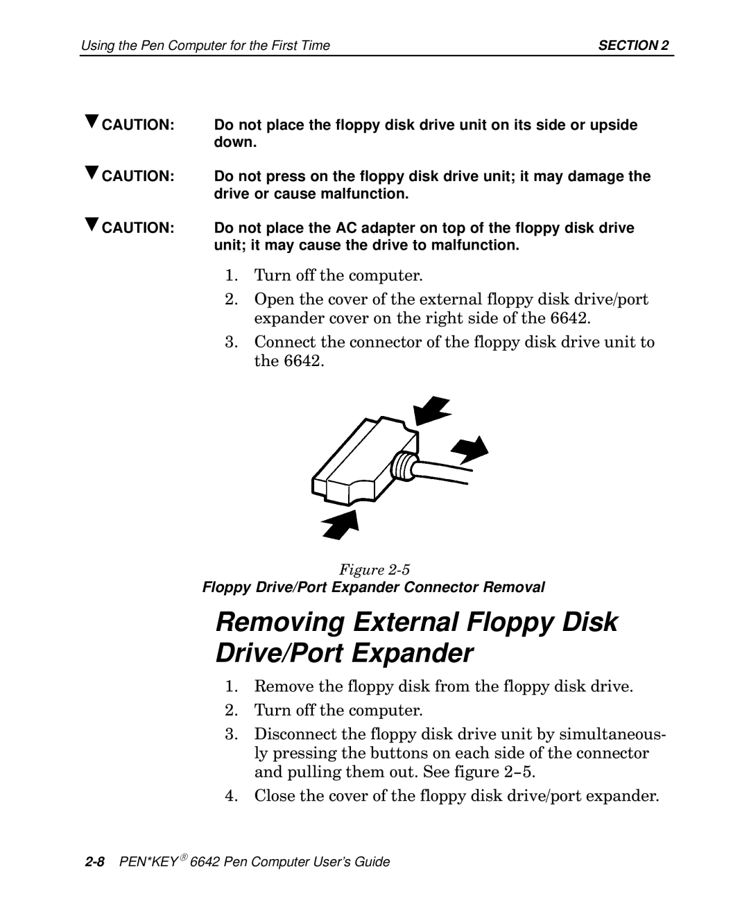 Intermec 6642 manual Removing External Floppy Disk Drive/Port Expander 