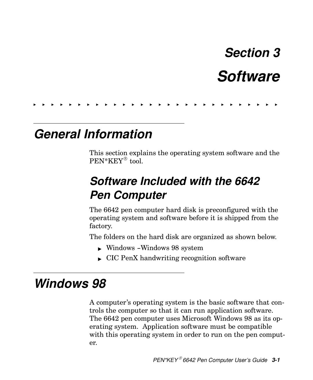 Intermec 6642 manual General Information, Windows, Software Included with Pen Computer 