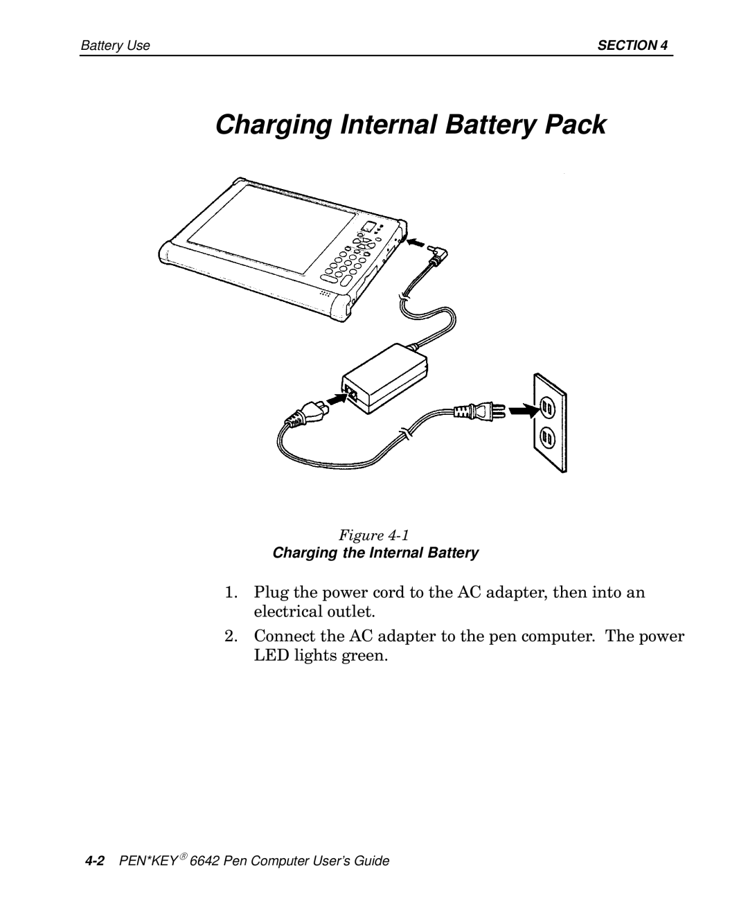 Intermec 6642 manual Charging Internal Battery Pack 