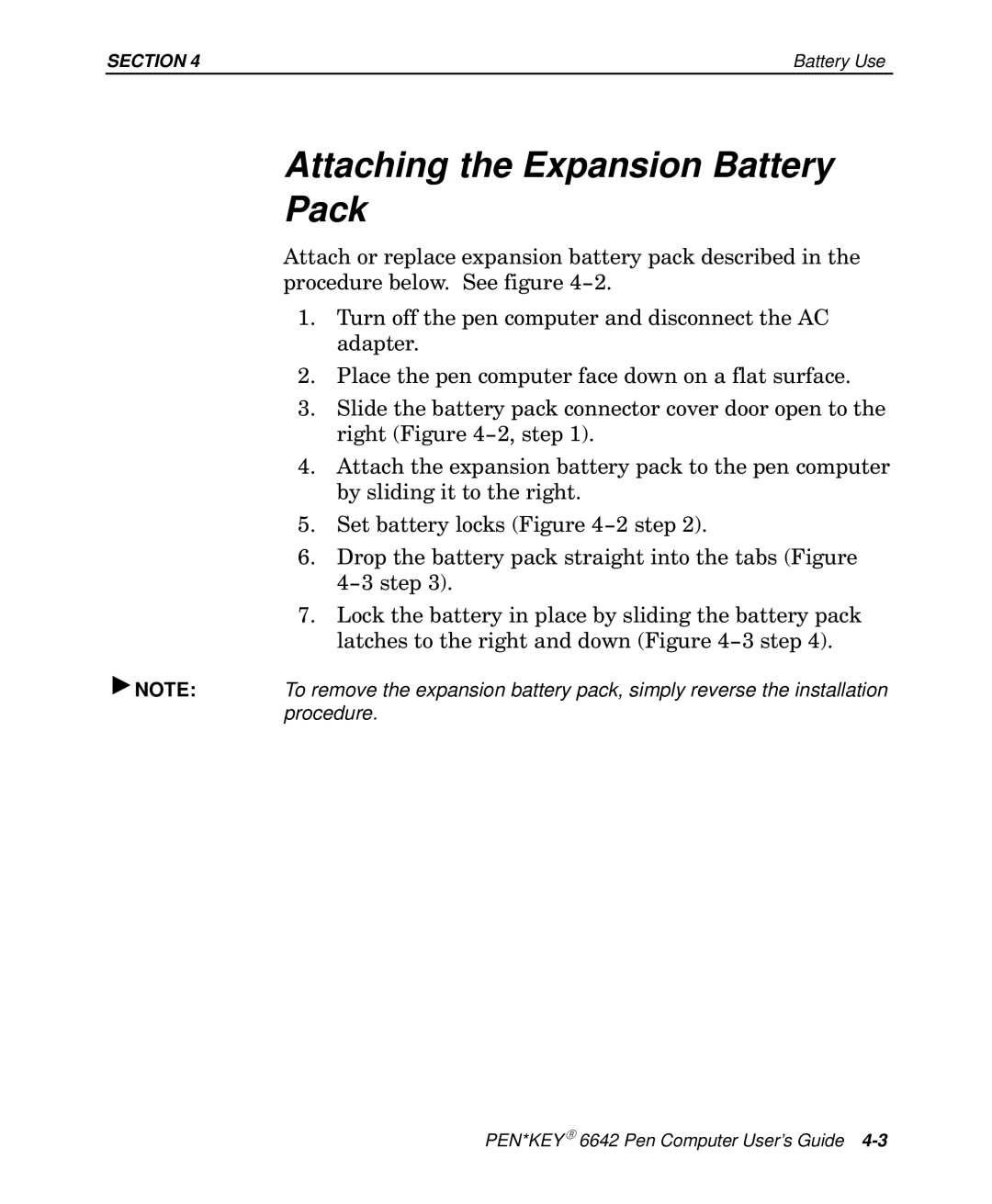 Intermec 6642 manual Attaching the Expansion Battery Pack 