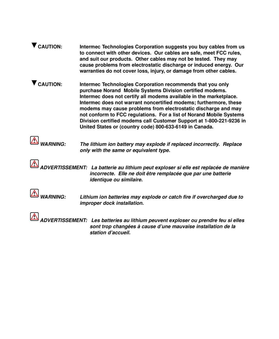 Intermec 6642 manual Only with the same or equivalent type 