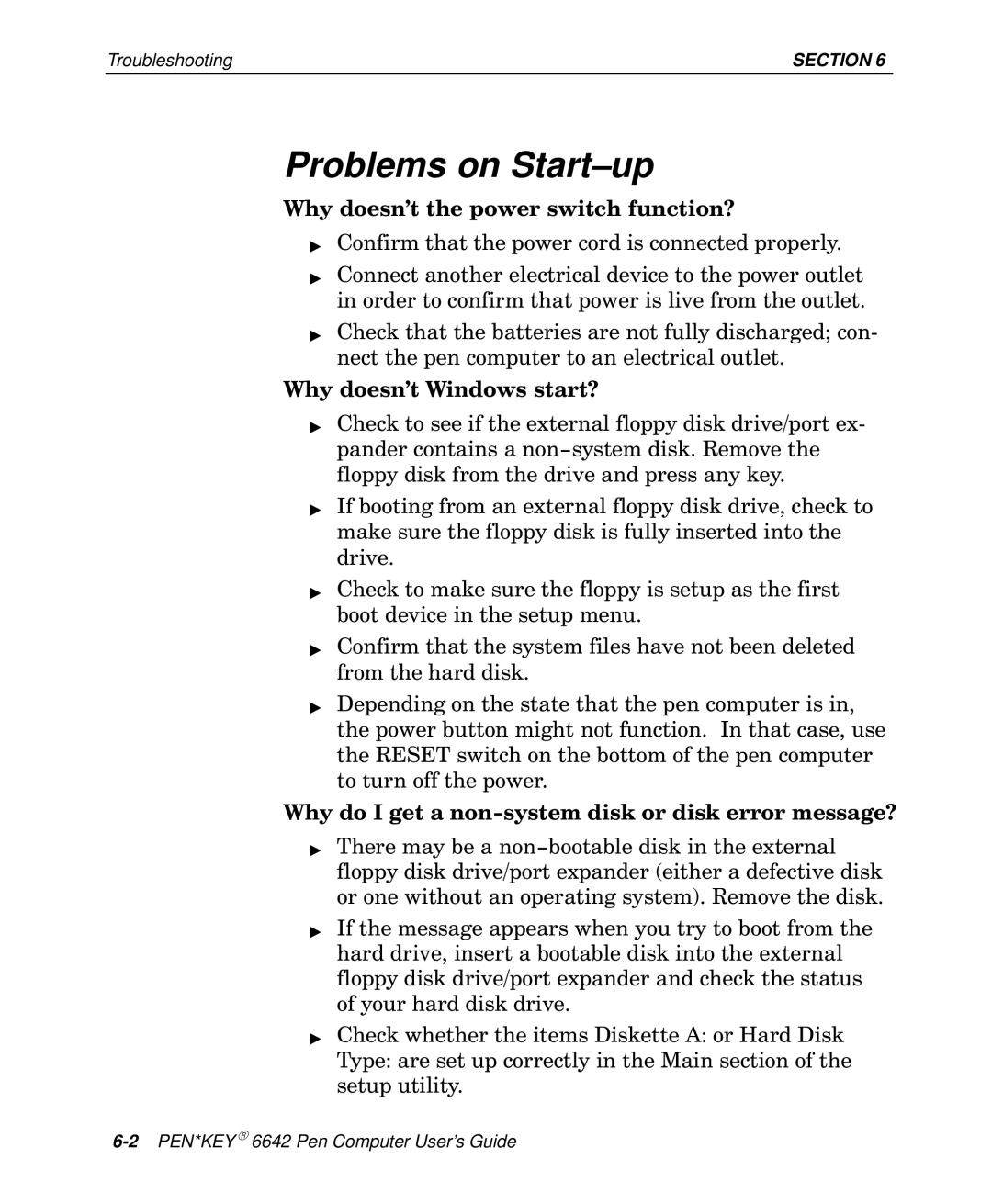 Intermec 6642 manual Problems on Start-up 