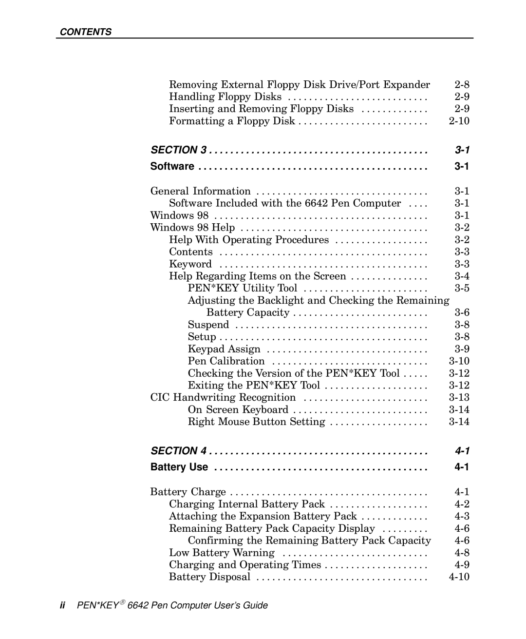 Intermec manual Software Included with the 6642 Pen Computer 