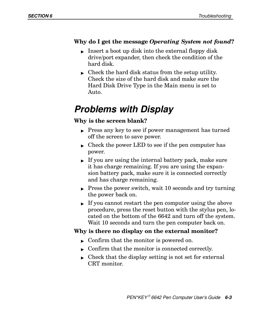 Intermec 6642 manual Problems with Display 