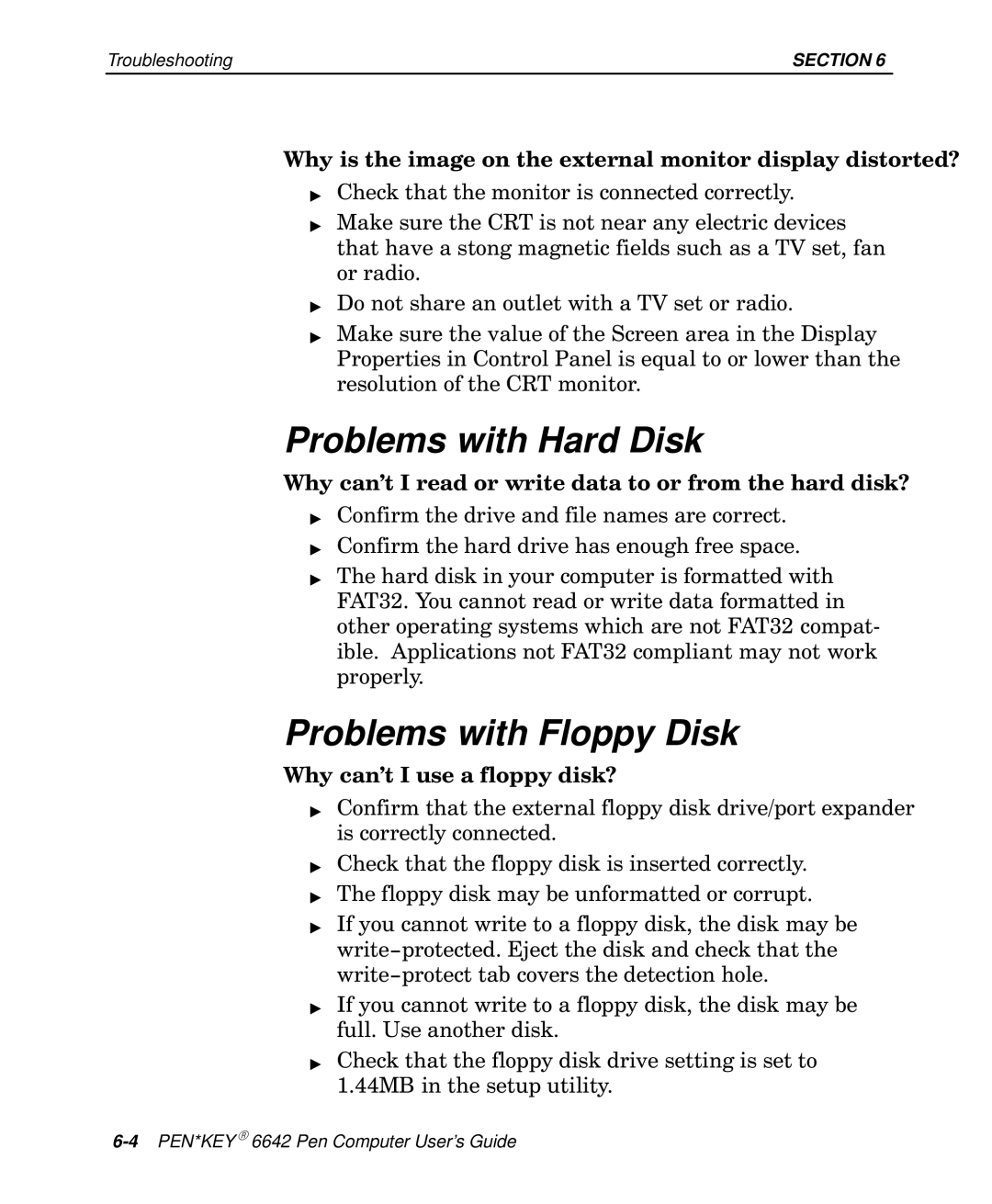 Intermec 6642 manual Problems with Hard Disk, Problems with Floppy Disk 