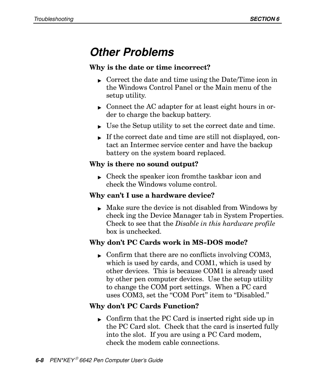 Intermec 6642 manual Other Problems 