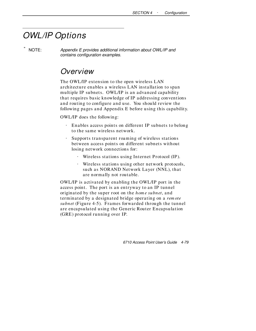 Intermec 6710 manual OWL/IP Options, Overview 