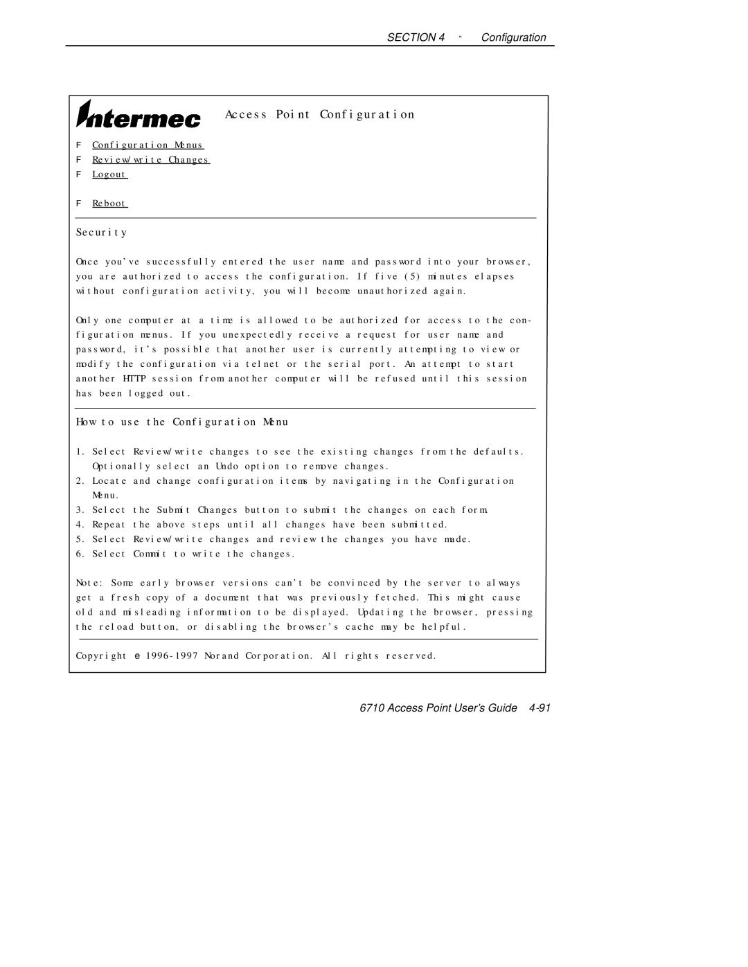 Intermec 6710 manual Access Point Configuration 