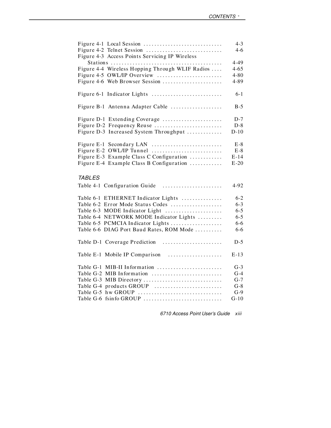 Intermec 6710 manual Tables 