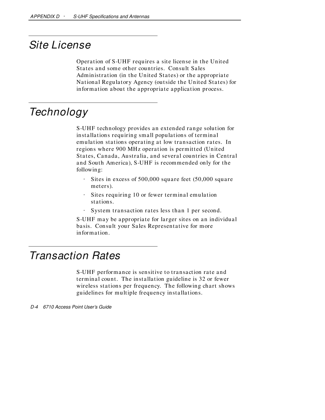 Intermec 6710 manual Site License, Technology, Transaction Rates 