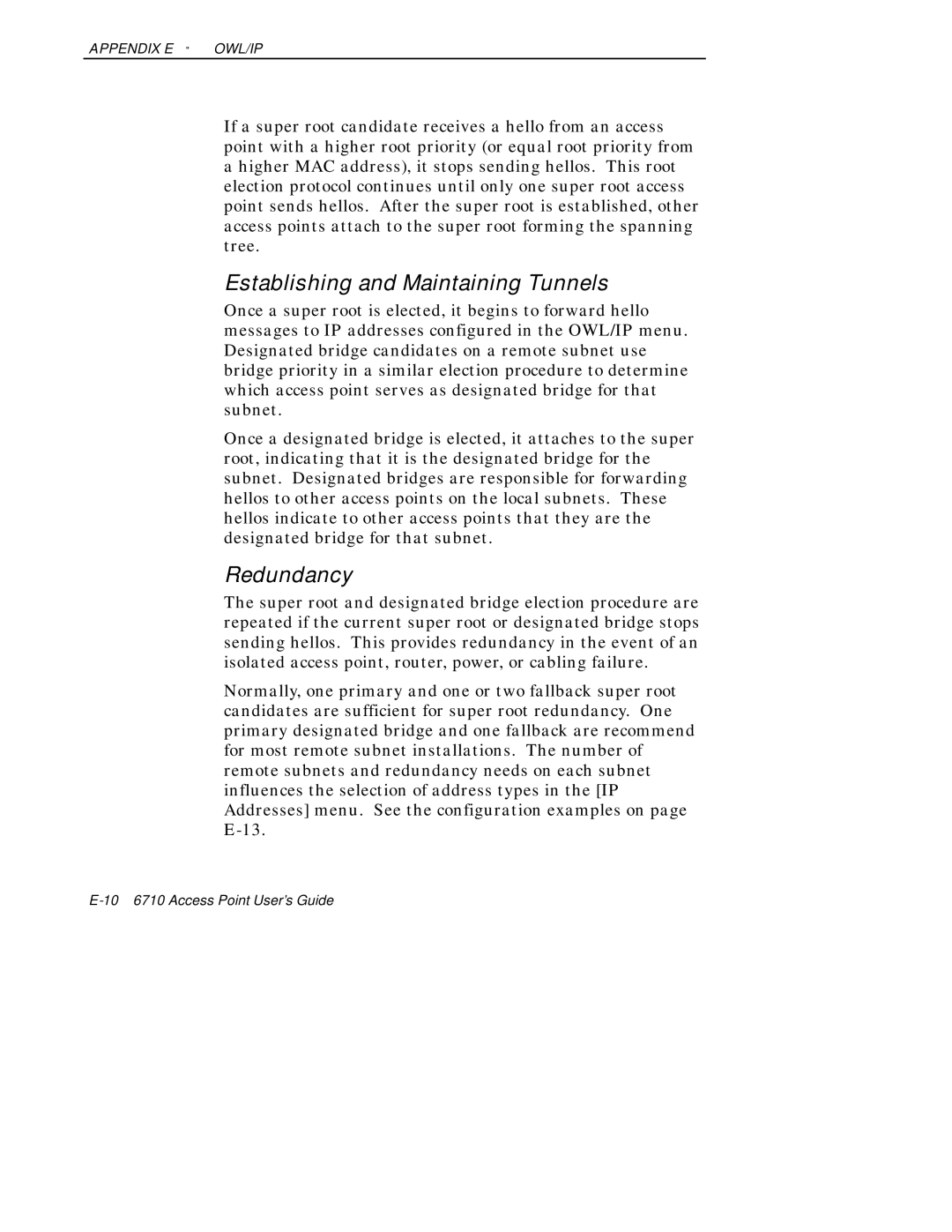 Intermec 6710 manual Establishing and Maintaining Tunnels, Redundancy 