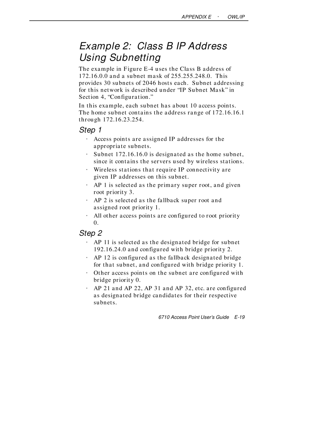 Intermec 6710 manual Example 2 Class B IP Address Using Subnetting, Step 