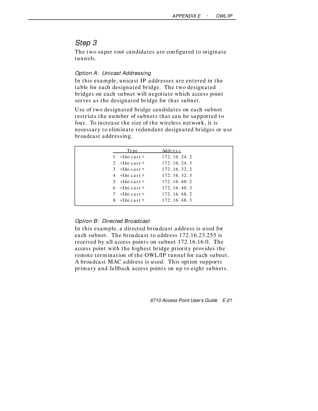 Intermec 6710 manual Access Point User’s Guide E-21 