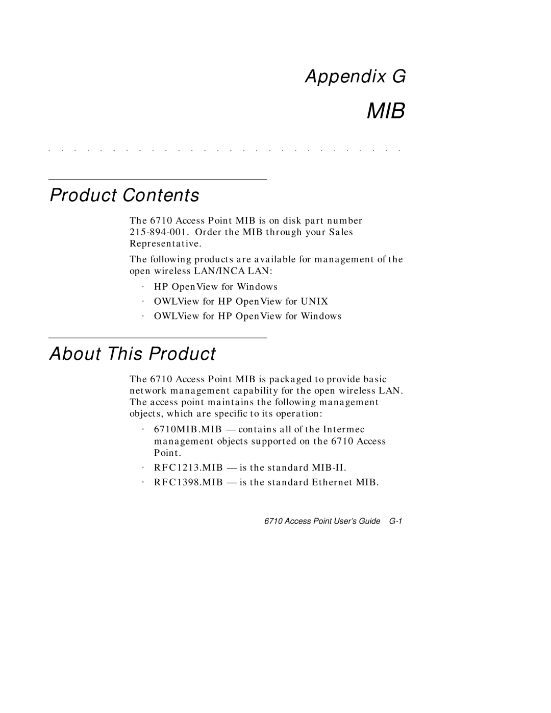 Intermec 6710 manual Appendix G, Product Contents, About This Product 