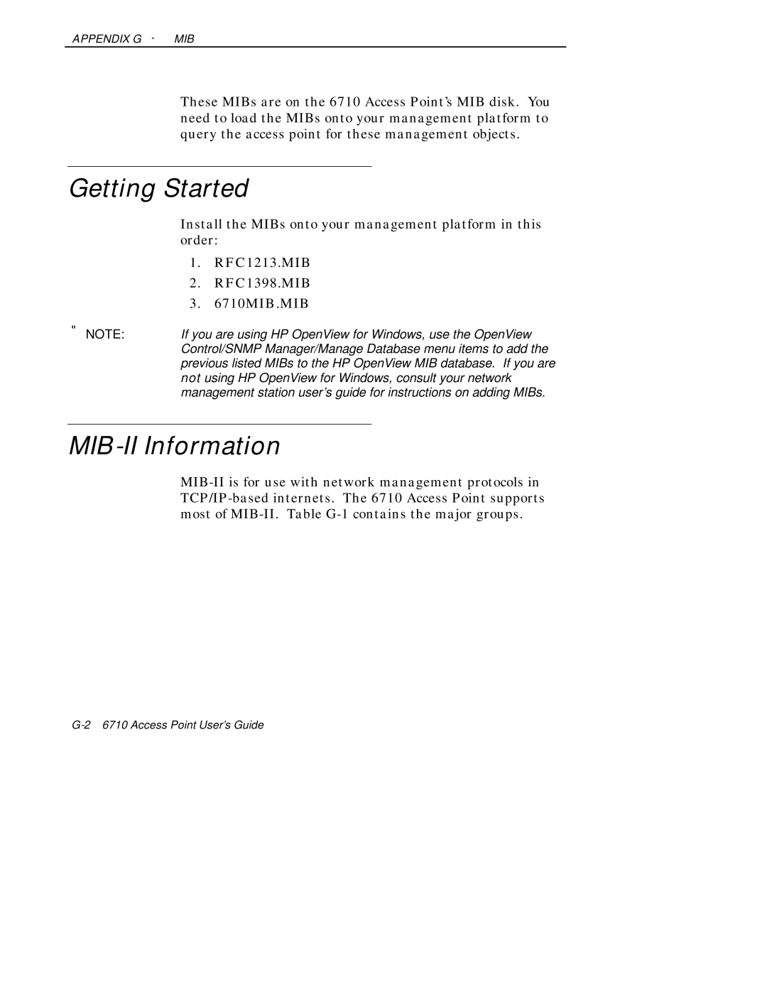 Intermec 6710 manual Getting Started, MIB-II Information 