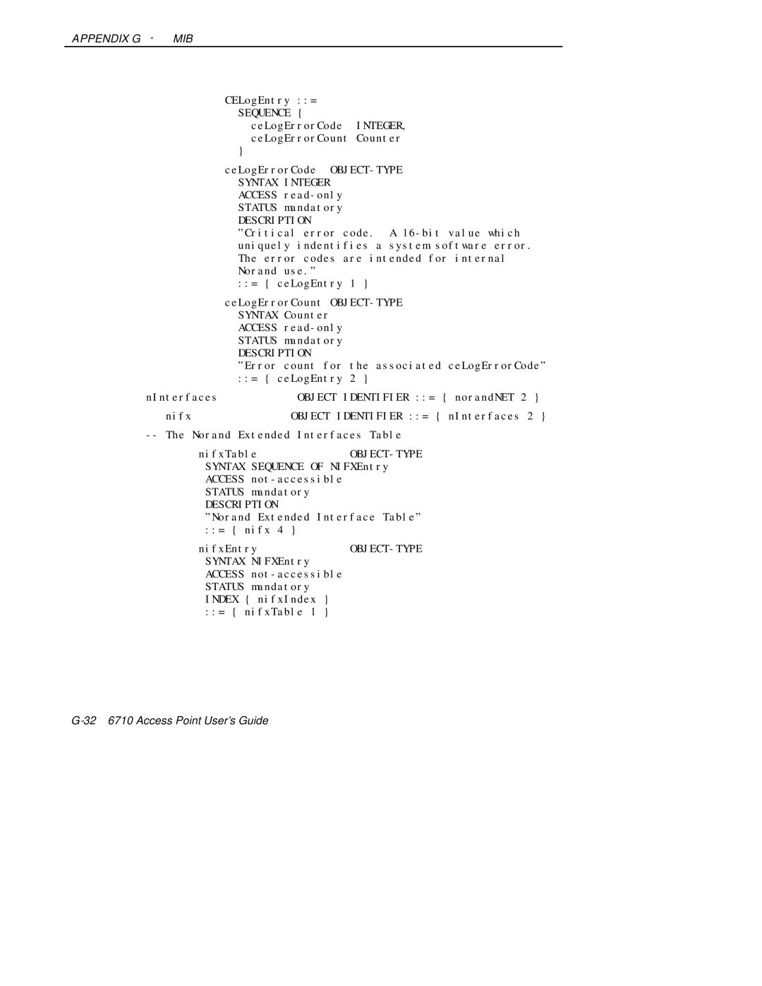 Intermec 6710 manual Nifx Object Identifier = nInterfaces 