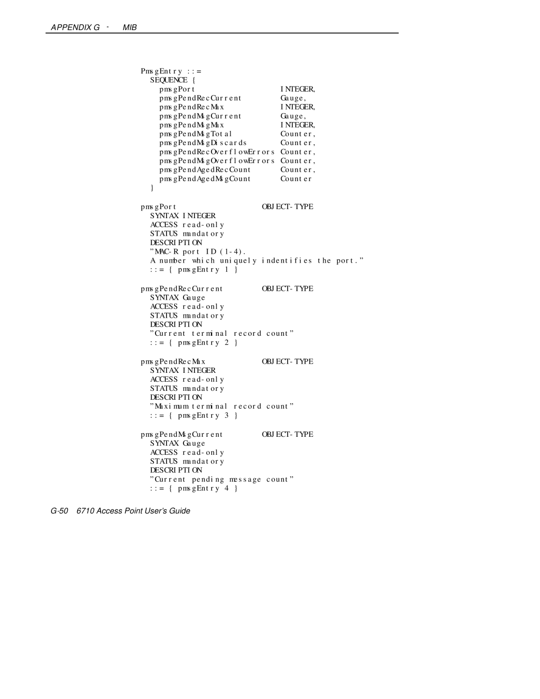 Intermec 6710 manual Syntax Integer Access 