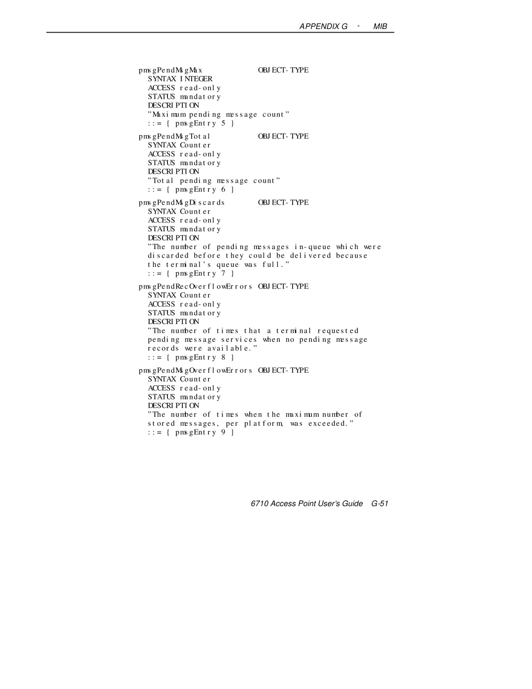 Intermec 6710 manual Access Point User’s Guide G-51 