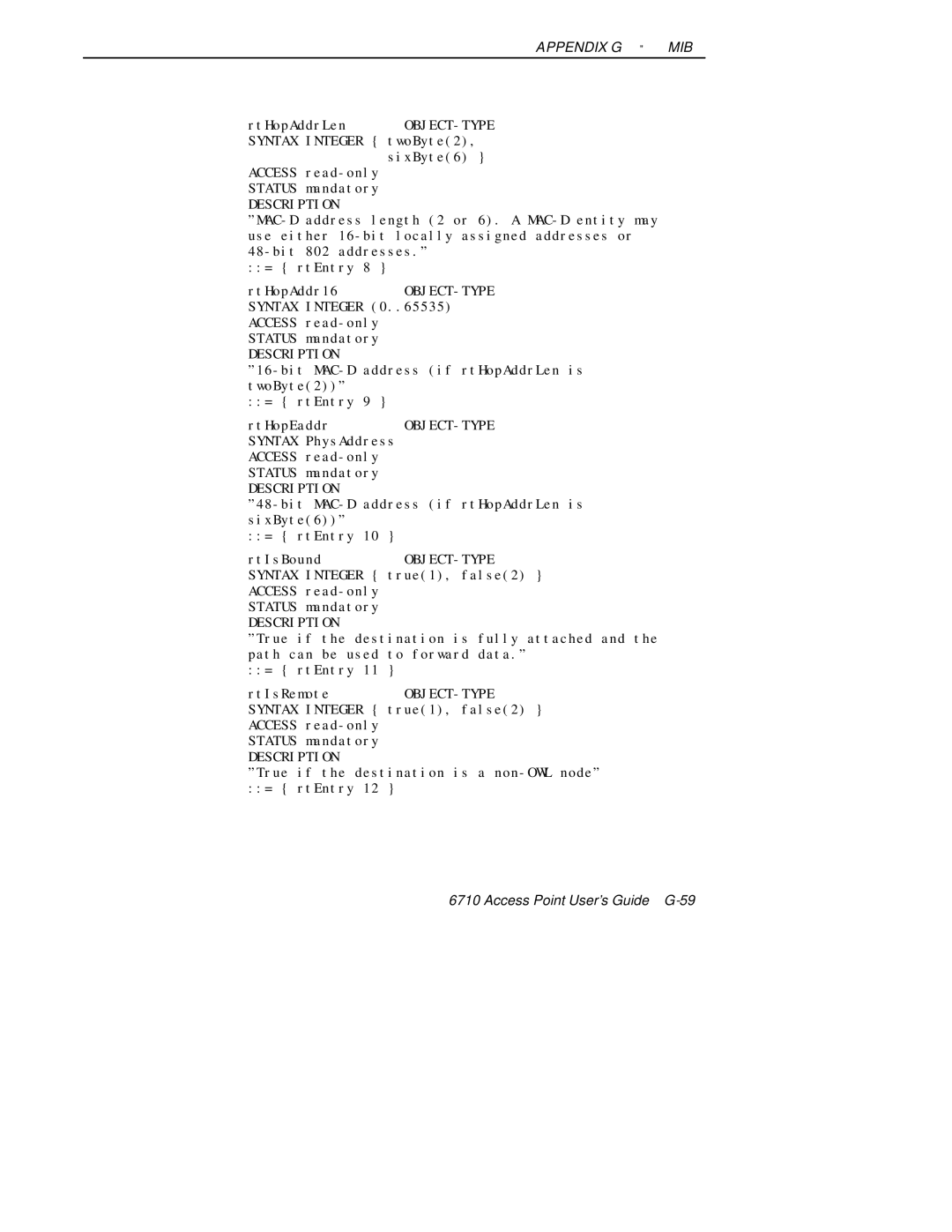 Intermec 6710 manual True if the destination is a non-OWL node = rtEntry 