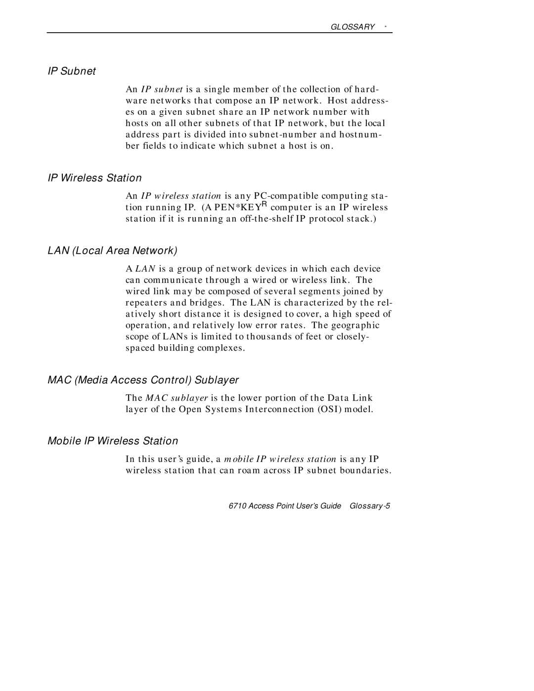 Intermec 6710 manual IP Subnet 