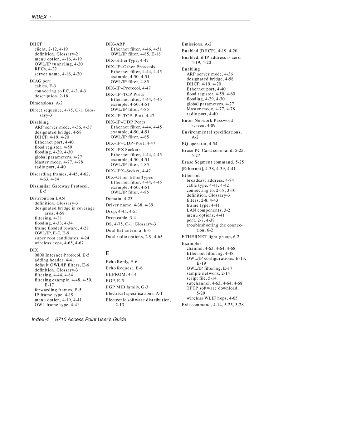 Intermec manual Index-46710 Access Point User’s Guide 