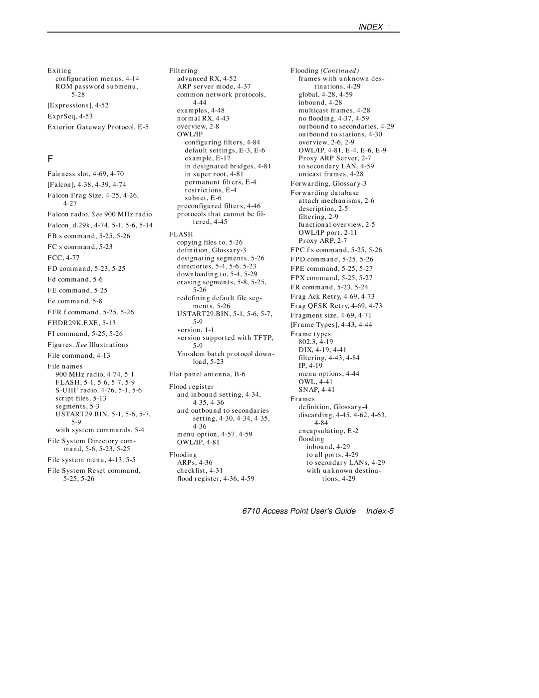 Intermec 6710 manual Access Point User’s Guide Index-5 