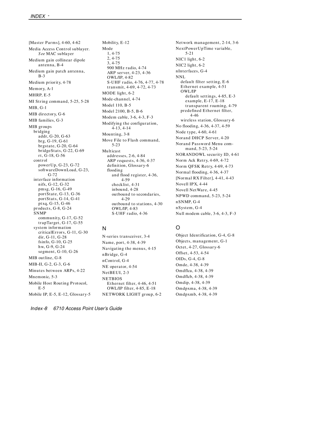 Intermec manual Index-86710 Access Point User’s Guide 